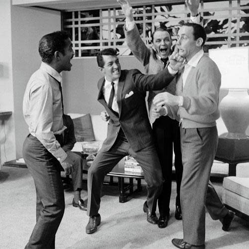 The Rat Pack: Sammy Davis Jr, Dean Martin, Frank Sinatra and Joey Biship on the set of ‘Ocean’s Eleven’ in 1960 (Sid Avery/mptvimages.com)