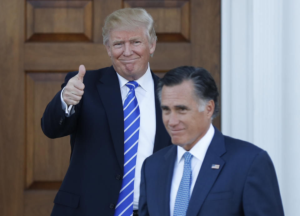 President-elect Donald Trump and Mitt Romney, Nov. 19, 2016. (Photo: Carolyn Kaster/AP)