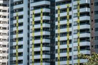 Banners of Australia are displayed at the apartments for the Australian Olympic team during the opening ceremony of the Olympic Village in Rio de Janeiro, Brazil, on July 24, 2016