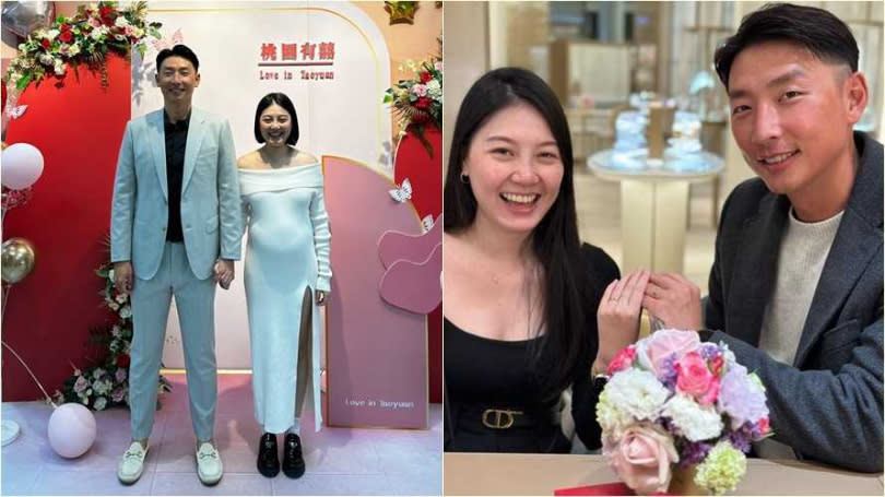 賴俊龍和懷孕的太太現身戶政事務所公證結婚。（圖／賴俊龍提供）
