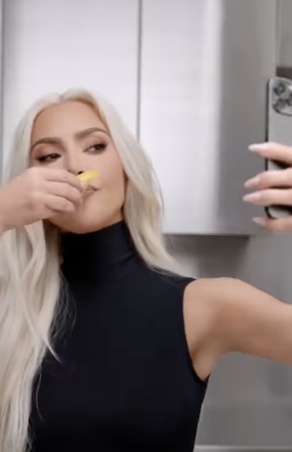 Kim appeared to take a selfie with one of the Beyond Meat items (Kim Kardashian / Instagram)