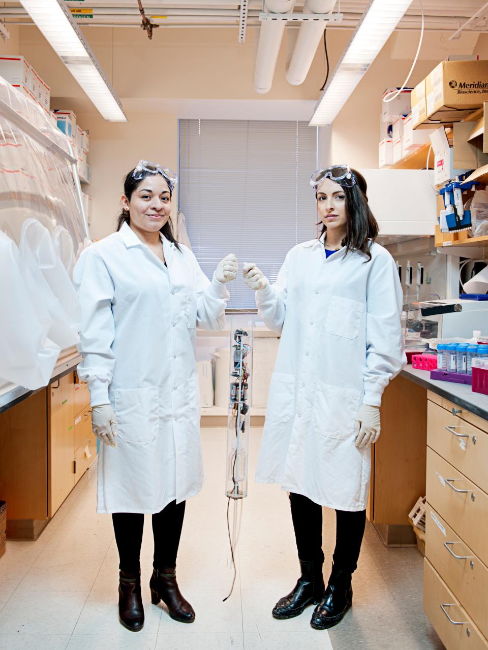 Mariana Matus, left, and Newsha Ghaeli, right, co-founded BioBot Analytics and now serve as CEO and president, respectively. Headquartered in Cambridge, Massachusetts, BioBot analyzes daily samples from more than 200 sewage treatment plants across the country to track COVID-19 trends. The data can often detect a rise or fall in the amount of COVID-19 in a community about a week before traditional surveillance methods like nose swabs.