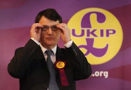 FILE PHOTO: UKIP Brexit spokesman Gerard Batten speaks during a news conference in Stoke on Trent, February 13, 2017. REUTERS/Darren Staples