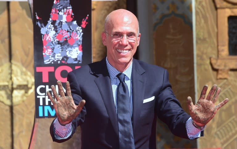 Hollywood producer Jeffrey Katzenberg is honored at TCL Chinese Theater in Hollywood, California in September 29, 2016