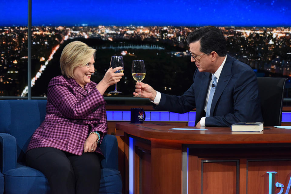 Hillary Clinton and Stephen Colbert