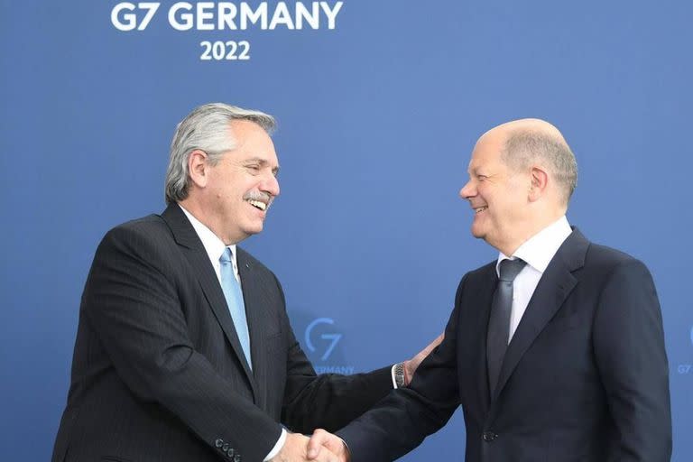 Alberto Fernández junto al canciller Olaf Scholz (Foto Instagram @alferdezok)