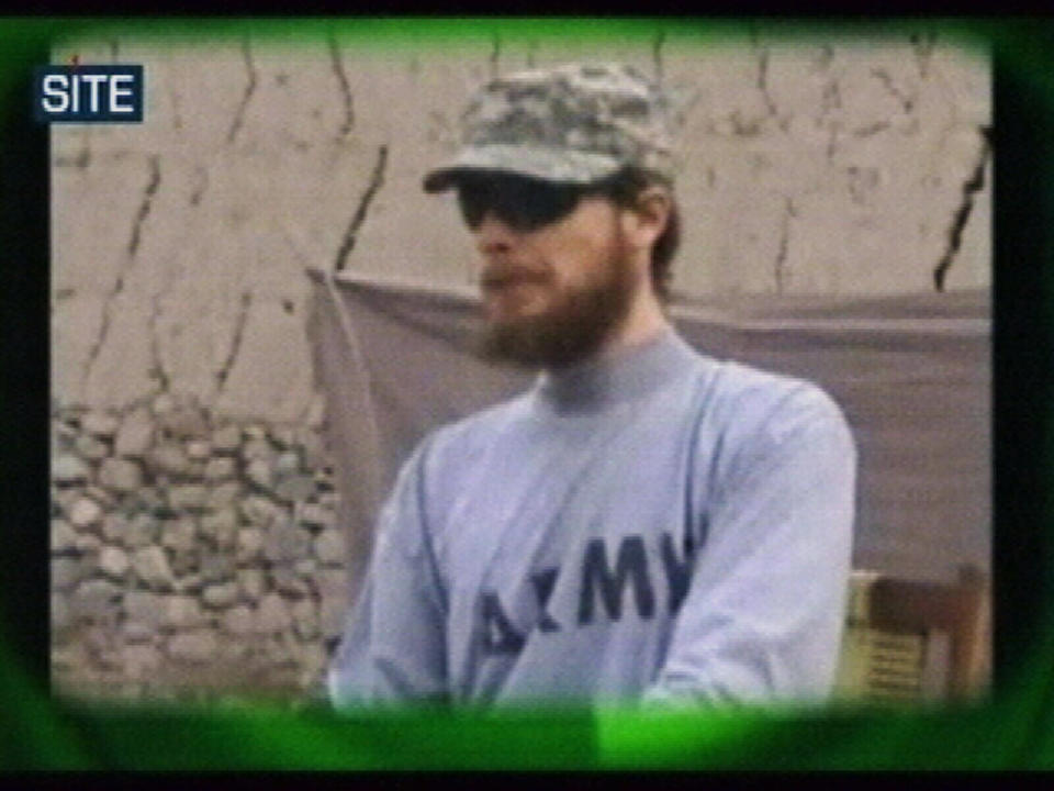 This image made from video released Wednesday April 7, 2010 by the Taliban via the Site Intelligence Group shows U.S. soldier Sgt. Bowe Bergdahl. The nearly five-year effort to free the only American soldier held captive in Afghanistan is scattered among numerous federal agencies with a loosely organized group of people working on it mostly part time, according to two members of Congress and military officials involved in the effort. An ever-shrinking U.S. military presence in Afghanistan has re-focused attention on efforts to bring home Bergdahl, who has been held by the Taliban since June 30, 2009. (AP Photo/Site Intelligence Group) MANDATORY CREDIT: SITE INTELLIGENCE GROUP; ON-SCREEN LOGO MUST NOT BE OBSCURED; NO SALES