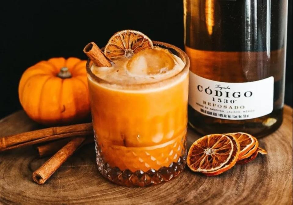 <p>Codigo</p><p>Margarita lovers in search ofa a fresh fall spin on their favorite cocktail will obviously love this <strong>Pumpkin Pie Margarita</strong>, that's half drink, half dessert.</p><p><strong>Get the recipe: <a href="https://parade.com/1285738/kelli-acciardo/pumpkin-pie-margarita/" rel="nofollow noopener" target="_blank" data-ylk="slk:Pumpkin Pie Margarita;elm:context_link;itc:0;sec:content-canvas" class="link ">Pumpkin Pie Margarita</a></strong></p>