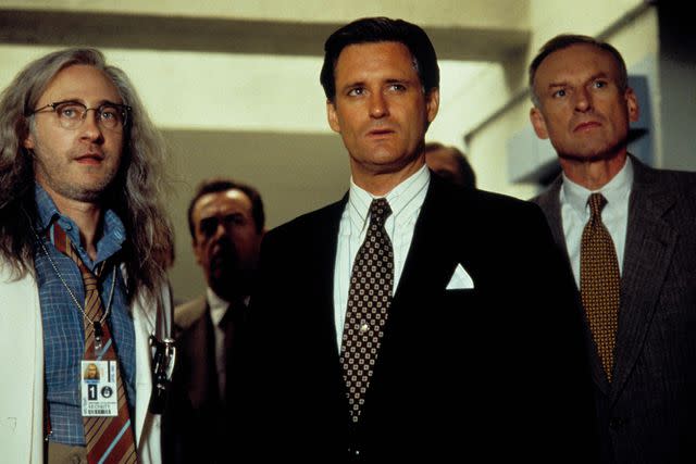 <p>Moviestore/Shutterstock</p> Brent Spiner, Bill Pullman and James Rebhorn in "Independence Day."