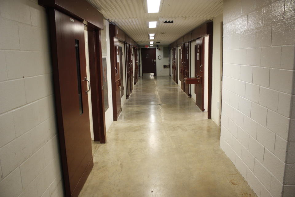 An empty cell block in Guantanamo's Camp Five.