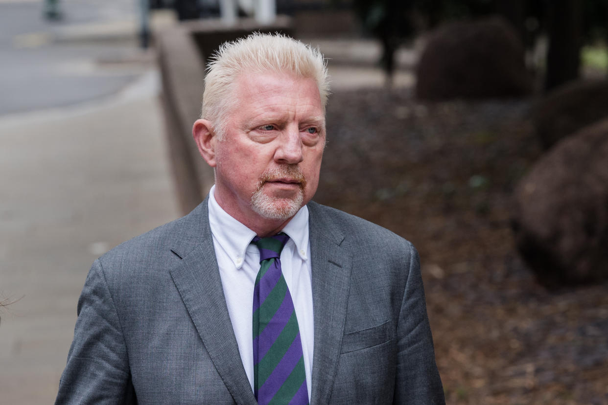 LONDON, UNITED KINGDOM - APRIL 29: Former tennis star Boris Becker arrives at the Southwark Crown Court for sentencing after being found guilty of four charges under the Insolvency Act in relation to his bankruptcy, including failing to disclose, concealing and removing significant assets in London, United Kingdom on April 29, 2022. (Photo by Wiktor Szymanowicz/Anadolu Agency via Getty Images)