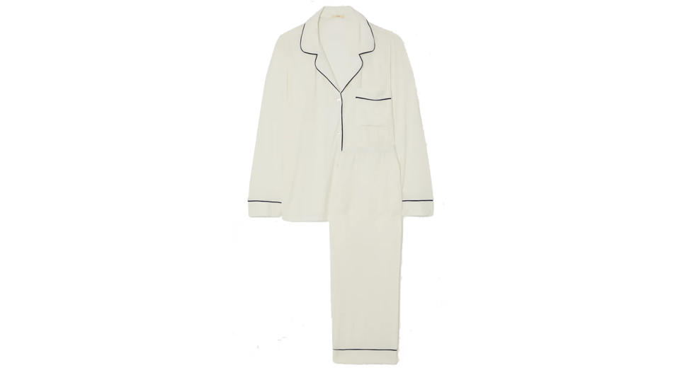 EBERJEY Gisele piped stretch-modal pajama set