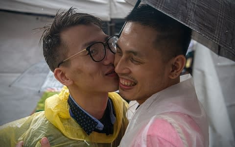 Taiwan's LGBT community is celebrating the vote - Credit: Carl Court/Getty Images