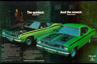 <p>The Duster was the coupe derivative of the Plymouth Valiant, and the 340 was the muscle car of the range. Named after the displacement of its <strong>340ci (5.6-litre)</strong> Chrysler LA Series smallblock <strong>V8</strong> engine, it was priced at just <strong>$2547</strong>, or just under <strong>$19,000</strong> in 2023 money. (For reference, the cheapest Chrysler on sale in the US today costs <strong>$34,295</strong>, not including delivery.)</p><p>Understandably, the 340 was very popular in its first year, but sales fell rapidly, So, in due course, did power outputs, thanks to increasing demand for high economy and low exhaust emissions. Introduced in 1970, the 340 was replaced after the 1973 model year (when production was little over half of what it had once been) by the 360, which had a larger engine but hardly any more power, and sold in far smaller numbers.</p>