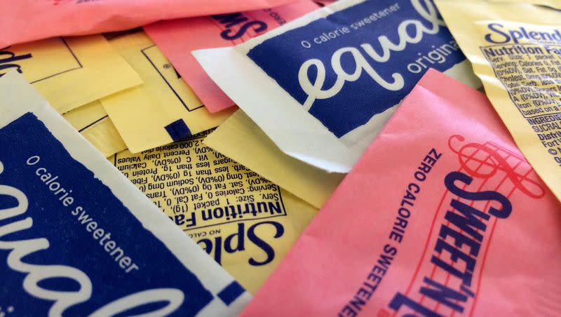 Artificial sweeteners are displayed, on Wednesday, Sept. 17, 2014, in New York.