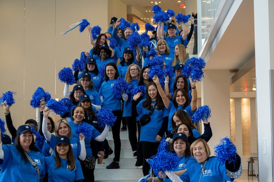 Apr 14, 2024; Paramus, NJ, United States; Volunteers gather for a group photo at The Valley Hospital in Paramus. The hospital is officially open on Sunday morning as patients are transported from the 73-year old Ridgewood location.