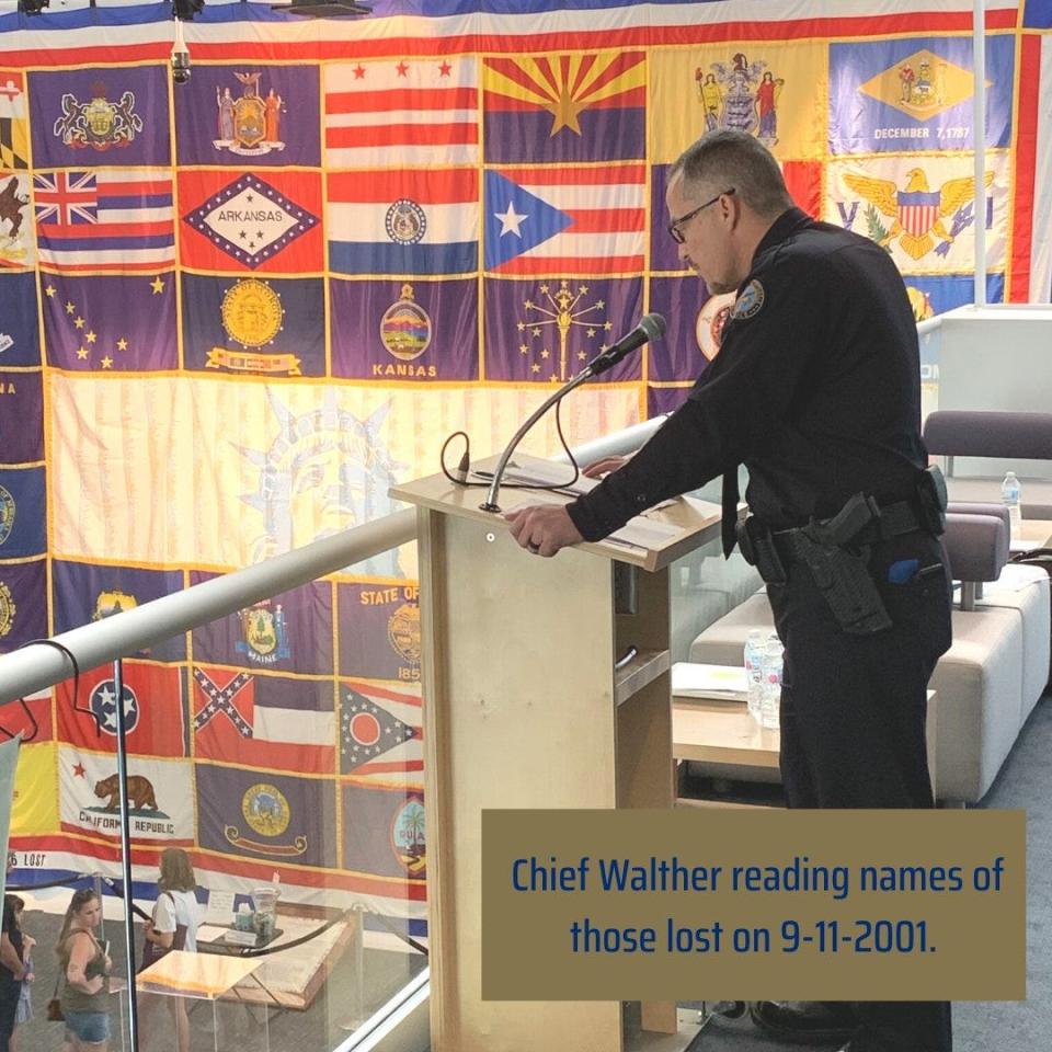 Scottsdale Police Chief Jeff Walther speaks during a ceremony for the 20th anniversary of 9/11 at the Scottsdale Center for the Performing Arts Sept. 11, 2021.