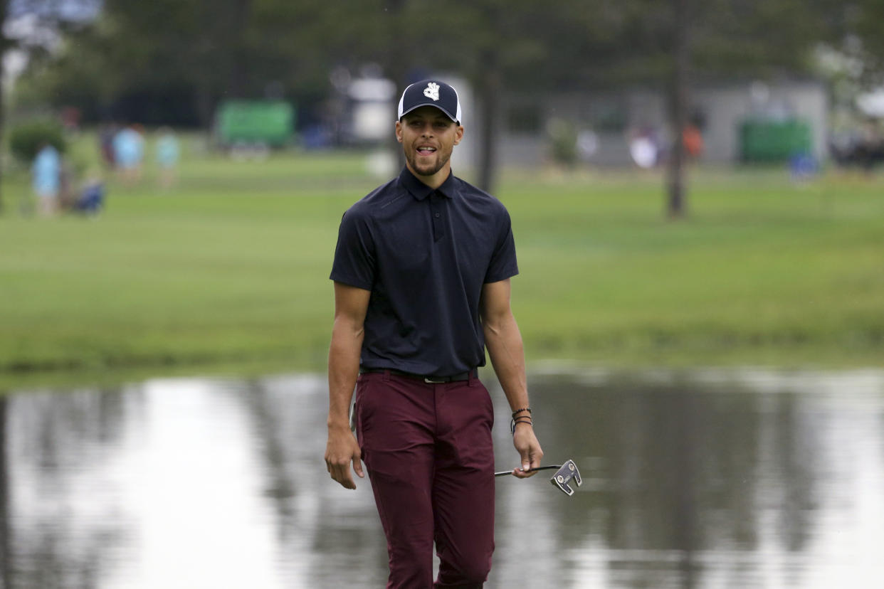 Warriors guard Stephen Curry gave a blunt assessment of Donald Trump Tuesday ahead of his participation in the <span>Ellie Mae Classic golf tournament.</span> (AP)