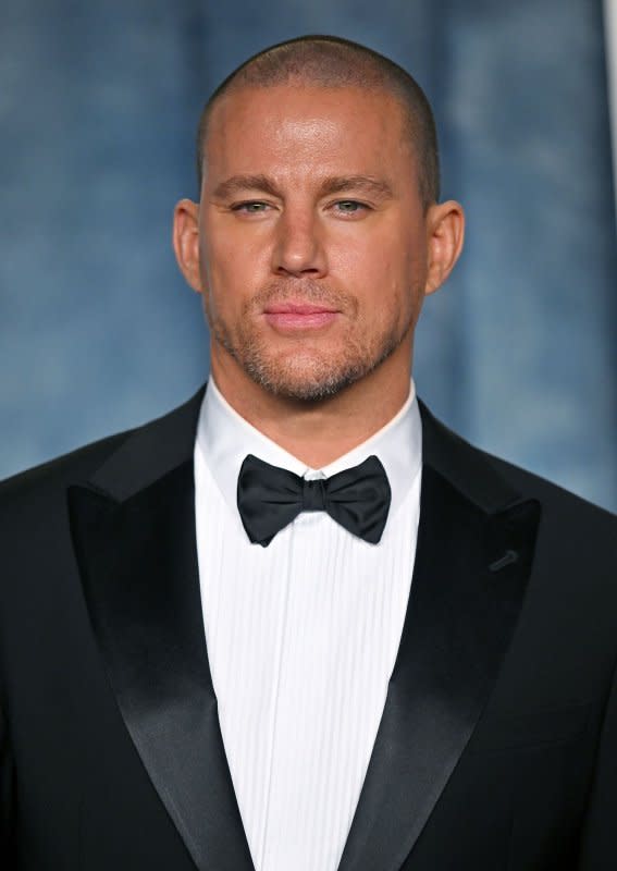 Channing Tatum arrives for the Vanity Fair Oscar Party at the Wallis Annenberg Center for the Performing Arts in Beverly Hills, Calif., on March 12, 2023. The actor turns 44 on April 26. File Photo by Chris Chew/UPI
