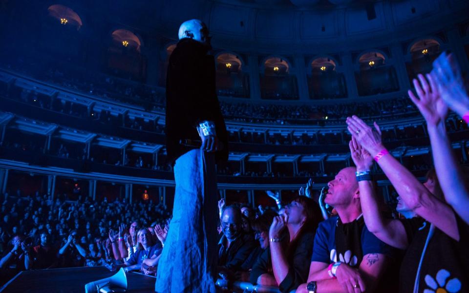 Tim Booth, lead singer of James, at the Albert Hall in 2019: one of Deuchar's first moves was to reintroduce rock bands, who had been banned since a raucous Frank Zappa gig in 1972  - Alberto Pezzali/NurPhoto via Getty Images