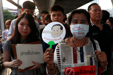Activist and university students gather to demand the first election in Thailand since the military seized power in a 2014 coup to be held on February 24 this year in Bangkok, Thailand January 6, 2019. REUTERS/Soe Zeya Tun