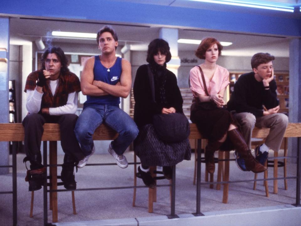 Hall (far right) alongside Judd Nelson, Emilio Estevez, Ally Sheedy and Molly Ringwald in ‘The Breakfast Club' (Universal/Kobal/Shutterstock)