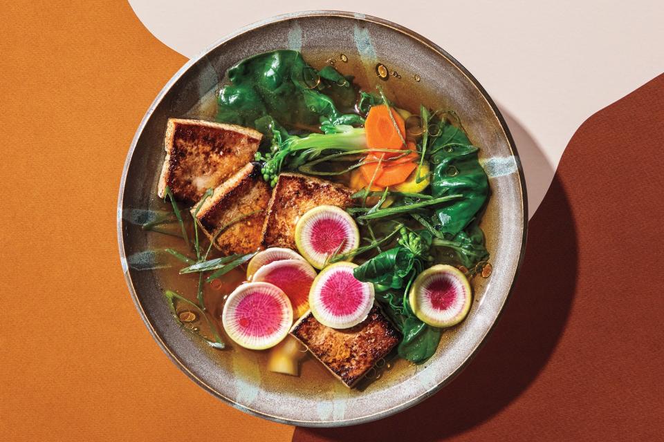 <h1 class="title">Crispy Tofu in Shiitake Broth</h1><cite class="credit">Photo by Alex Lau, Prop Styling by Emily Elsen, Food Styling by Rebecca Jurkevich</cite>