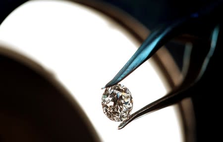 FILE PHOTO: A high-quality diamond is seen in a jewellery shop in Milan