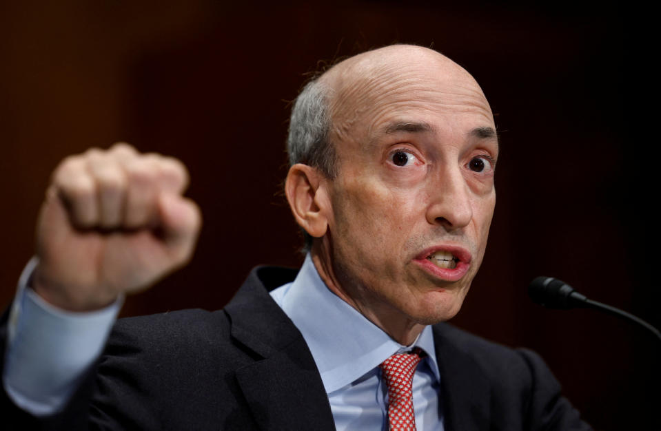 U.S. Securities and Exchange Commission (SEC) Chairman Gary Gensler, testifies before the Senate Banking, Housing and Urban Affairs Committee during an oversight hearing on Capitol Hill in Washington, U.S., September 15, 2022. REUTERS/Evelyn Hockstein