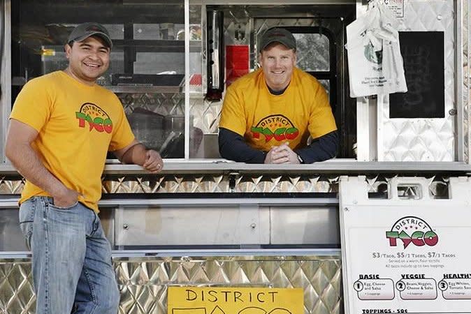 Osiris Hoil (L) is the CEO and co-founder of District Taco, which operates restaurants in several states. More than 1 in 10 restaurants in the United States serve Mexican food, according to a new study from Pew Research. Photo courtesy of District Taco