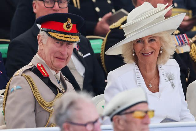 <p>Chris Jackson/Getty</p> King Charles and Queen Camilla attend D-Day anniversary event on June 6, 2024