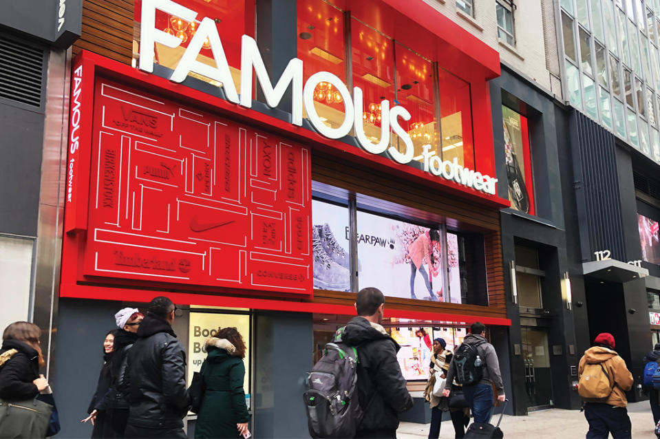 Famous Footwear’s Manhattan store relocated in 2019 and received a design update. - Credit: Courtesy of Famous Footwear