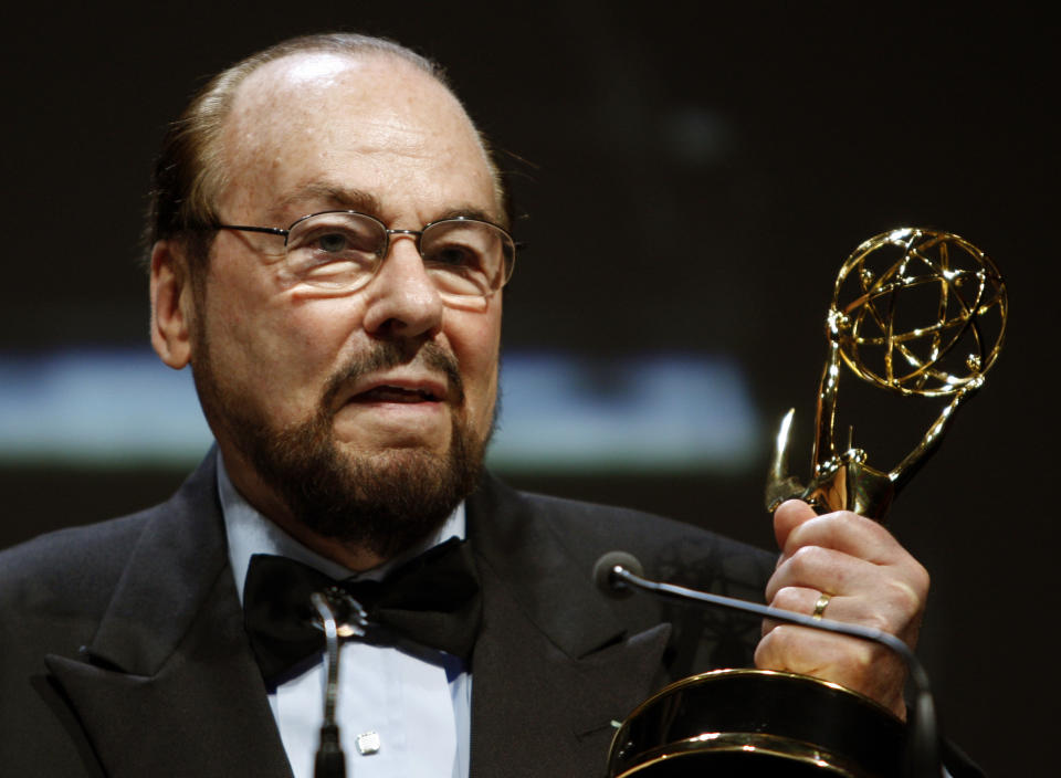 FILE - This June 14, 2007 file photo shows James Lipton with the Lifetime Achievement Awards from The National Academy of Television Arts & Sciences' 34th Annual Daytime Creative Arts & Entertainment Emmy Awards in Los Angeles. Lipton died Monday, March 2, 2020, of bladder cancer at his New York home, his wife, Kedakai Lipton, told the New York Times and the Hollywood Reporter. He was 93. (AP Photo/Kevork Djansezian, File)