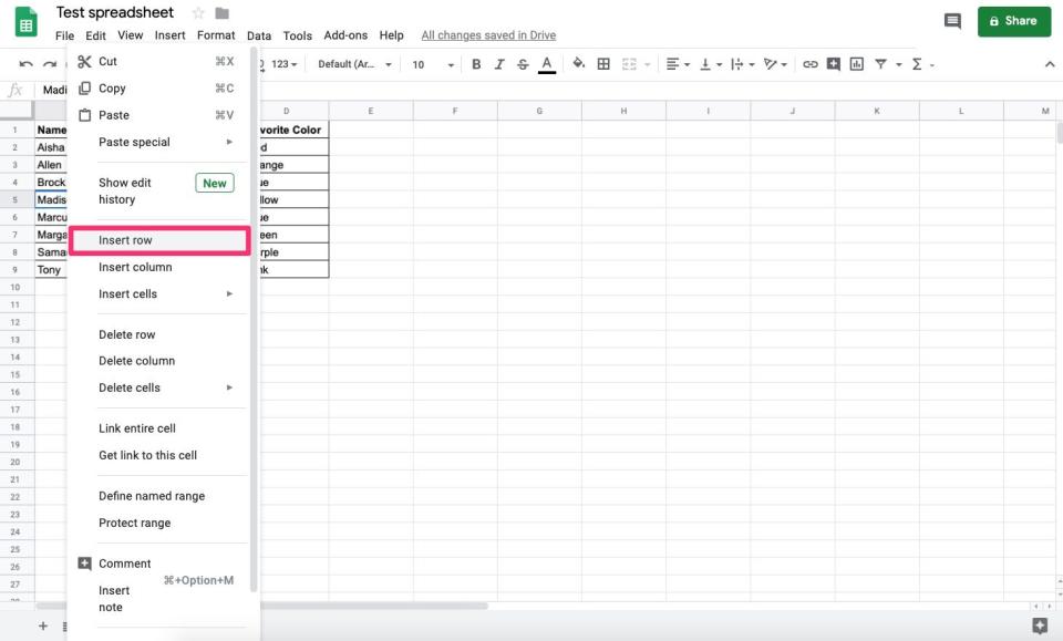 How to insert multiple rows in Google Sheets