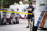 <p>Police watch the perimeter of the scene of a mass shooting in Toronto on July 23, 2018. (Photo: Christopher Katsarov/The Canadian Press via AP) </p>