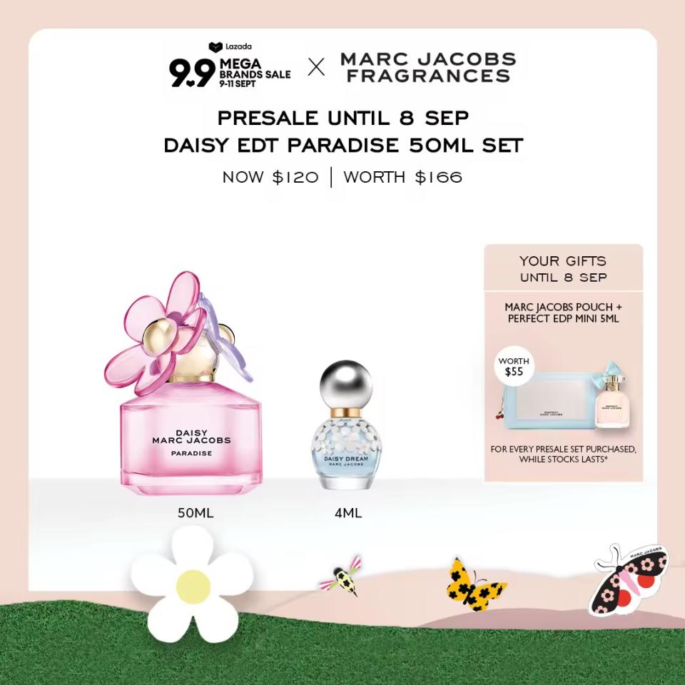 [Limited Edition Set] Marc Jacobs Fragrances Daisy Paradise Eau de Toilette 50ml (Spring Limited Edition) + Daisy Dream Eau De Toilette 4ml. (Photo: Lazada SG)