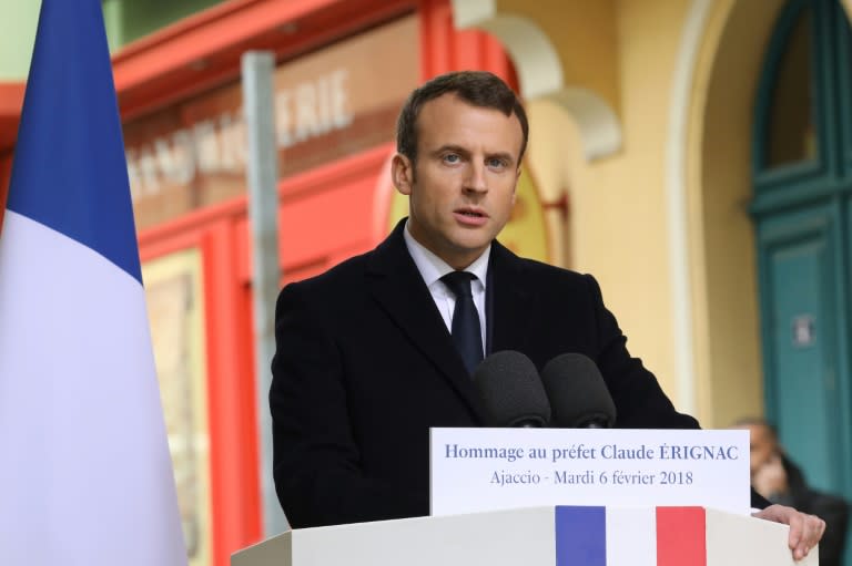 French President Emmanuel Macron began his visit to Corsica with a tribute to Claude Erignac, the state's top representative on the island who was assassinated 20 years ago