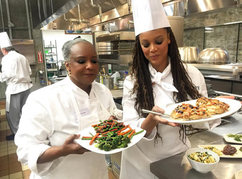 <p>Now she’s cookin’! “At Culinary school, my mama and I always compare our creations,” wrote the model. “Me: ‘My chicken provençal is tastier than YOUR dish, Mama.’ Mama: ‘No, Ty. My Beef with Broccoli is gonna blow your lil’ chicken away!’ @theculinaryinstituteofamerica St. Helena.” <i>(Photo: <a href="https://www.instagram.com/p/BFxYH5uqQB4/?taken-by=tyrabanks&hl=en" rel="nofollow noopener" target="_blank" data-ylk="slk:Instagram;elm:context_link;itc:0;sec:content-canvas" class="link ">Instagram</a>)</i></p>