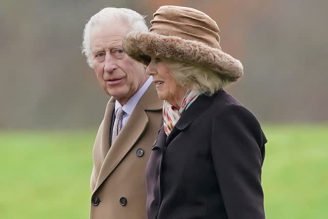 <p>Joe Giddens/PA Images via Getty Images</p> King Charles and Queen Camilla attend church in Sandringham on Feb. 18, 2024