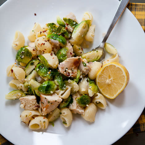 Pasta Shells with Chicken and Brussels Sprouts