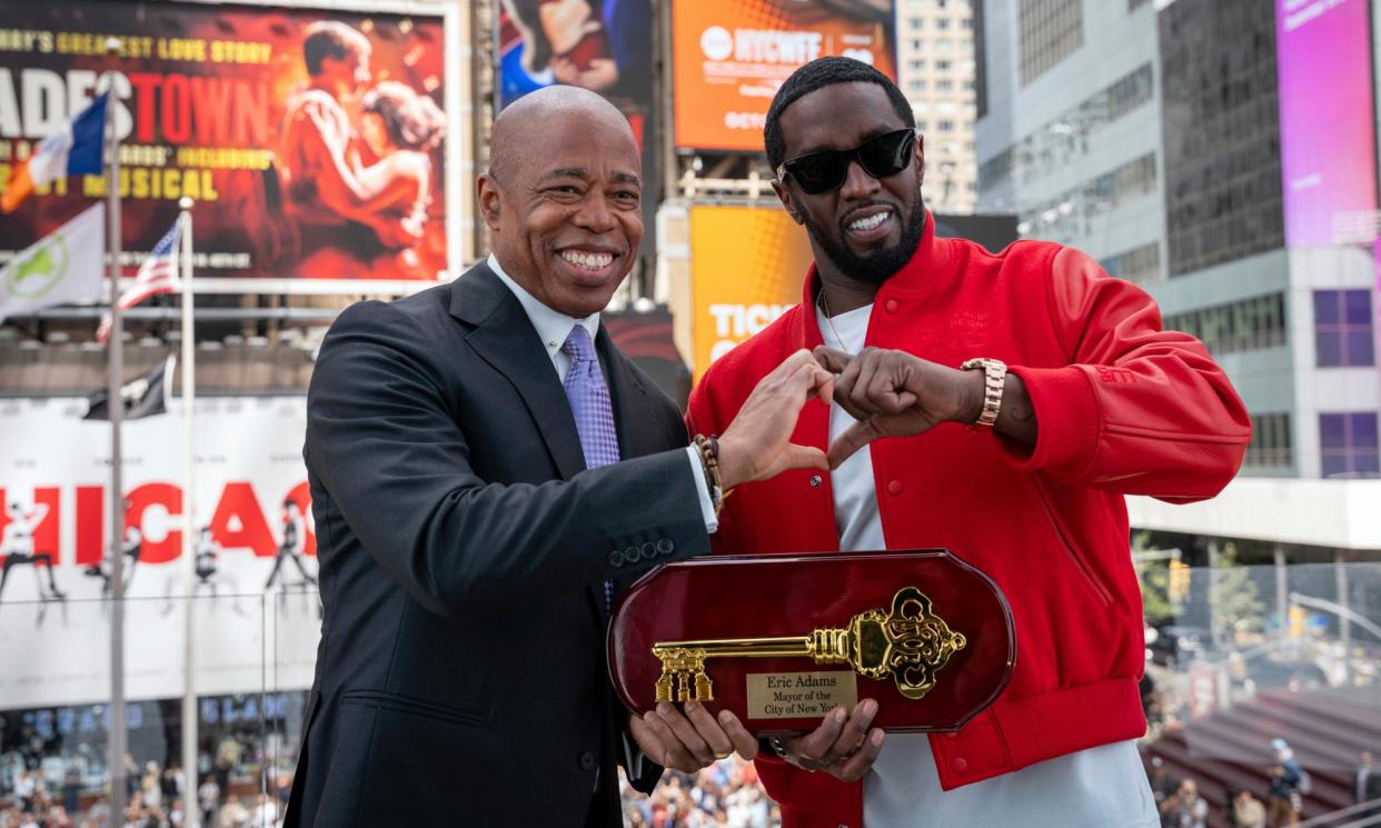 <span>Eric Adams and Sean ‘Diddy’ Combs in New York City on 15 September 2023. </span><span>Photograph: Caroline Rubinstein-Willis/AP</span>