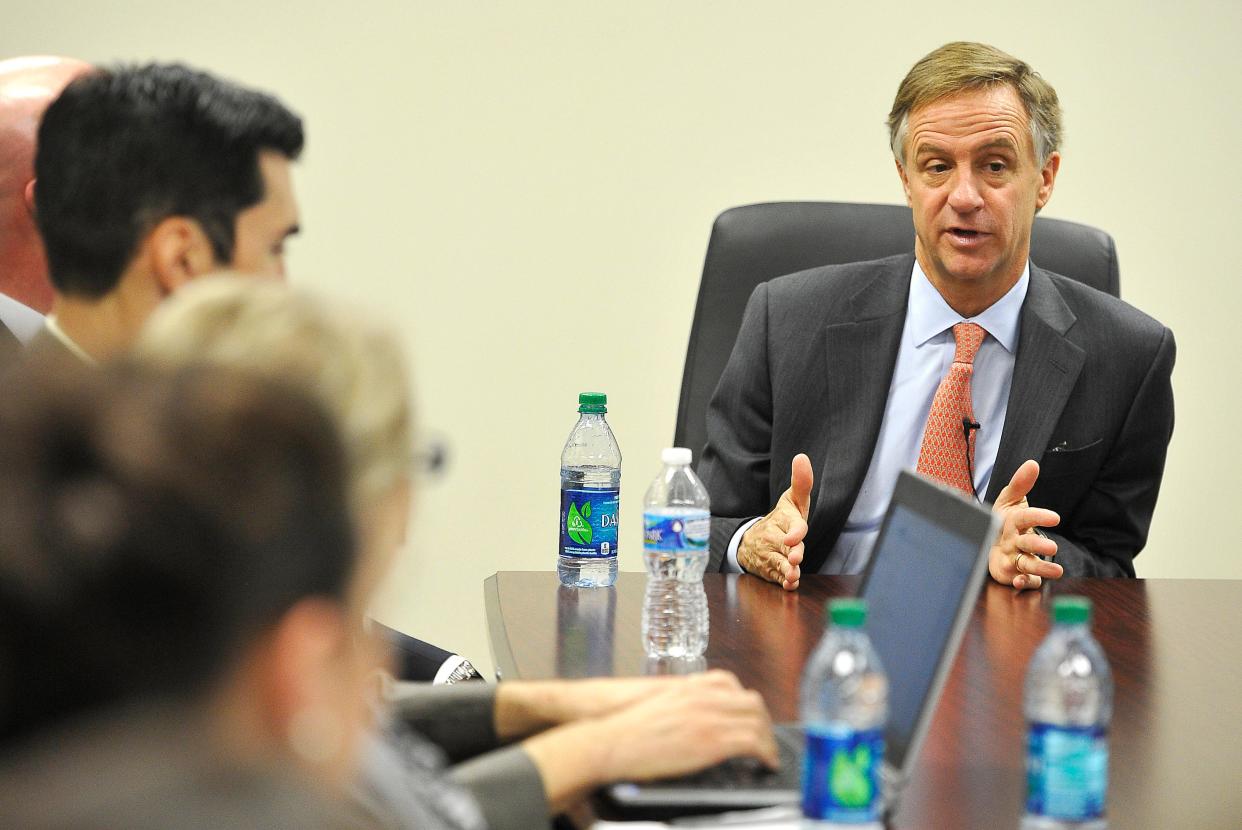 Gov. Bill Haslam discusses Insure Tennessee, his plan to provide health coverage for some 200,000 working-class individuals, with The Tennessean Editorial Board shortly after announcing the proposal in December.