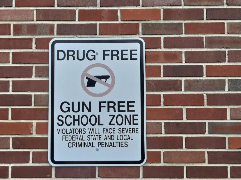 A sign posted on the main street of the Grambling campus warns against carrying guns.