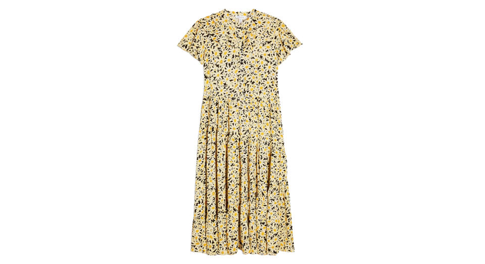 Yellow Daisy Grandad Midi Shirt Dress