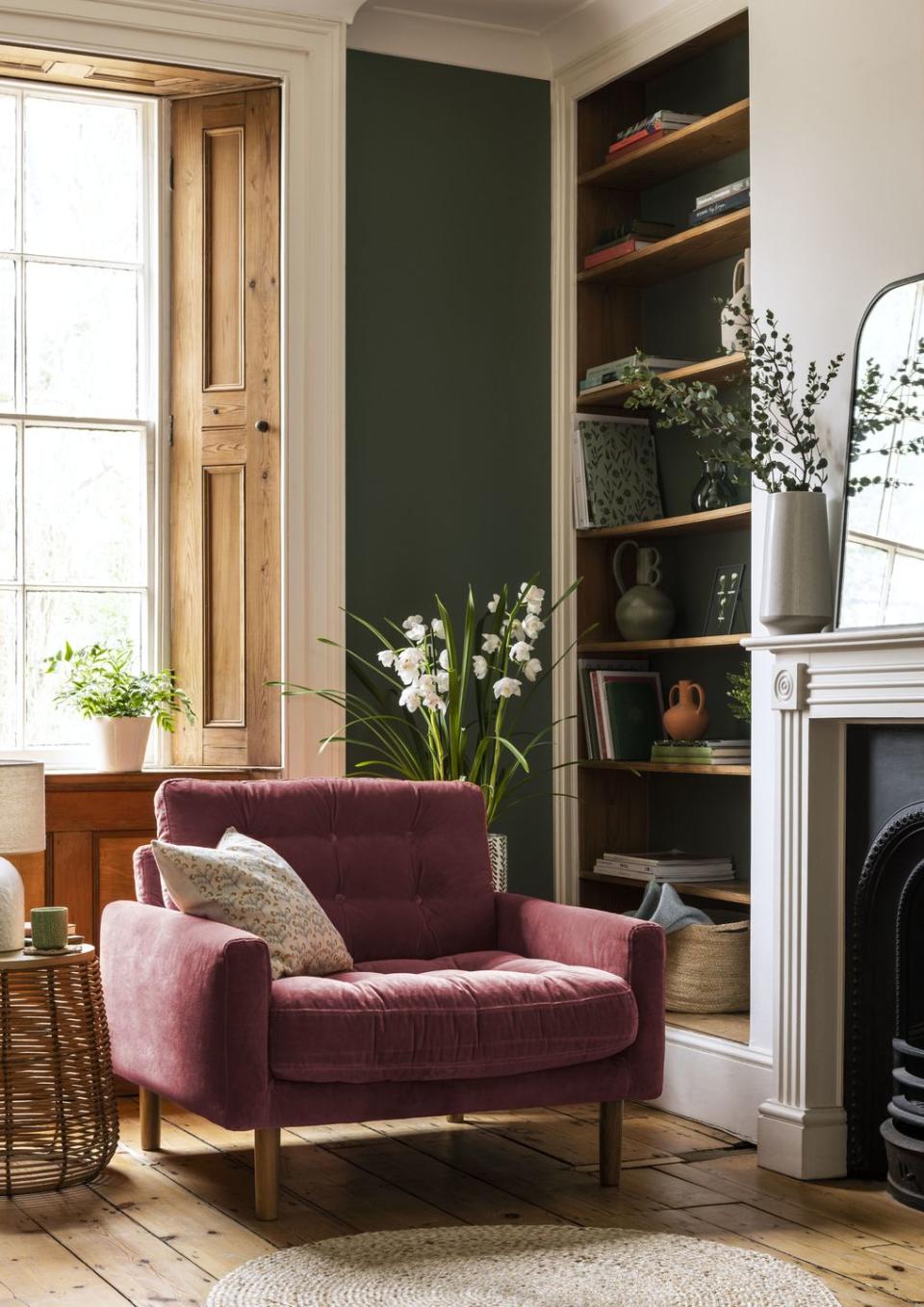 habitat fenner dusty rose armchair