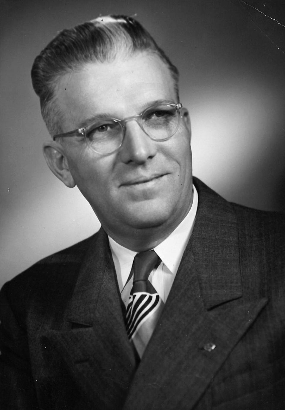 Horace Condley, photographed in 1951 as he was ending seven years on the Abilene ISD board of trustees. Community service has been a hallmark of the downtown CPA firm.
