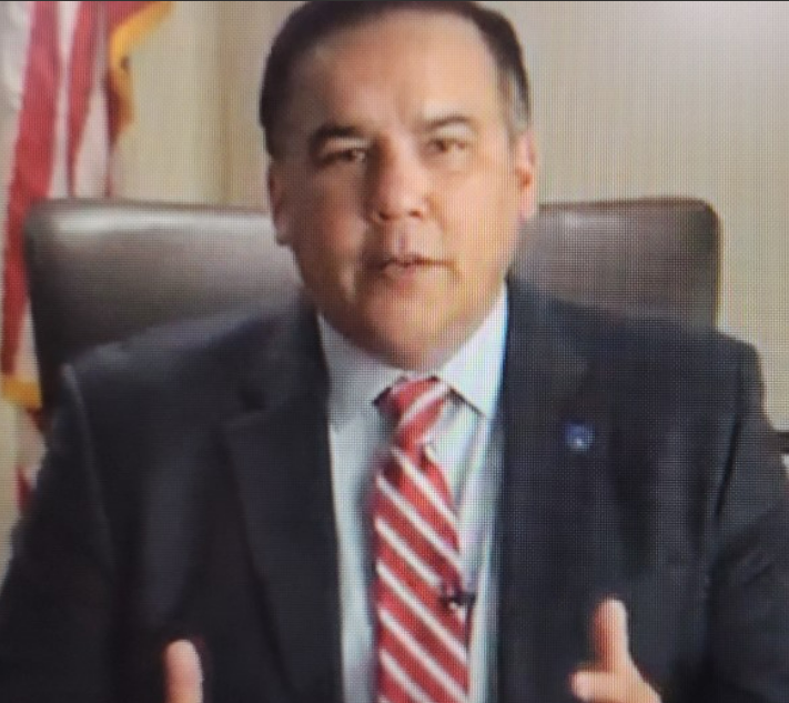 A screen shot from Columbus Mayor Andrew J. Ginther's pre-recorded 2022 State of the City address on Tuesday that aired online only.