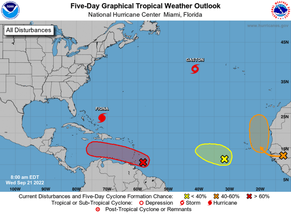 The National Hurricane Center gave the tropical wave in the south Caribbean a 70% chance of forming in the next two days and 90% chance of forming in the next week, as of the 8 a.m. update Wednesday.