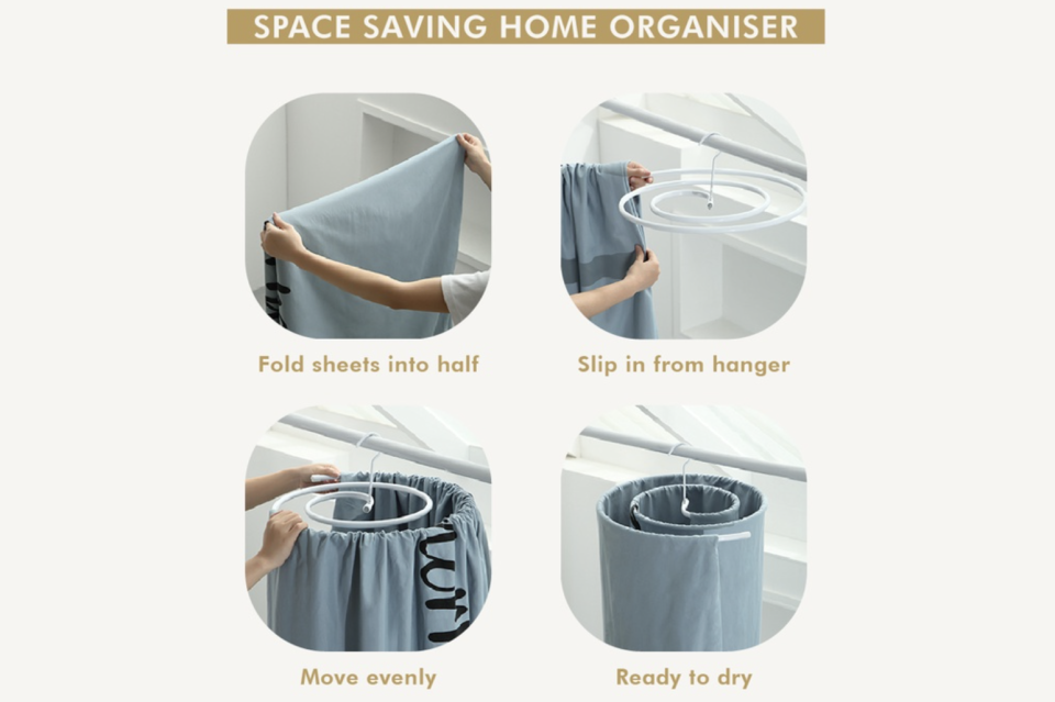 Space-saving bedsheet hangers (Photo: Shopee)