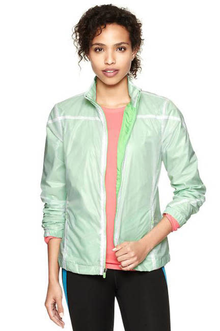 <div class="caption-credit"> Photo by: Courtesy of Gap</div><div class="caption-title">The Zip-Up</div>Whether indoor or outdoor, it's always important to have an extra layer. This zip-up is designed for exercise, but the cheerful mint shade makes it fresher than normal gym attire. <br> <br> GapFit Reflective Nylon Jacket, $64.95; <a href="http://www.shopstyle.com/action/apiVisitRetailer?id=388651510&pid=uid5225-1605515-66&utm_medium=widget&utm_source=Product+Widget" rel="nofollow noopener" target="_blank" data-ylk="slk:gap.com;elm:context_link;itc:0;sec:content-canvas" class="link ">gap.com</a> <br> <br> <br> <b>More from ELLE.com:</b> <b><br> <a href="http://www.elle.com/beauty/makeup-skin-care/model-skin-secrets-654273?link=emb&dom=yah_life&src=syn&con=blog_elle&mag=elm" rel="nofollow noopener" target="_blank" data-ylk="slk:20 Models Reveal Their Face Products;elm:context_link;itc:0;sec:content-canvas" class="link ">20 Models Reveal Their Face Products</a> <br> <a href="http://www.elle.com/beauty/makeup-skin-care/step-by-step-makeup-how-tos?link=emb&dom=yah_life&src=syn&con=blog_elle&mag=elm" rel="nofollow noopener" target="_blank" data-ylk="slk:Step by Step Guide to Pretty-on-Everyone Looks;elm:context_link;itc:0;sec:content-canvas" class="link ">Step by Step Guide to Pretty-on-Everyone Looks</a></b> <br>